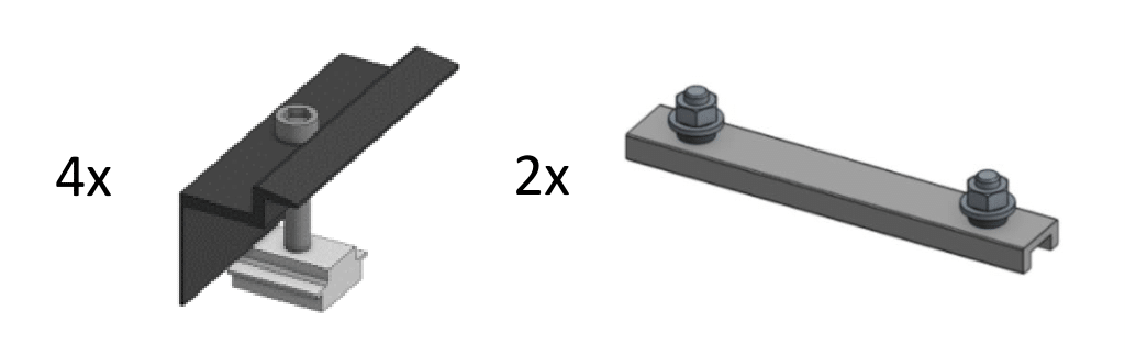 PV Modul Montagematerial, pro PV Solarmodul 530 XL (inklusive 2 Schienenverbindern)