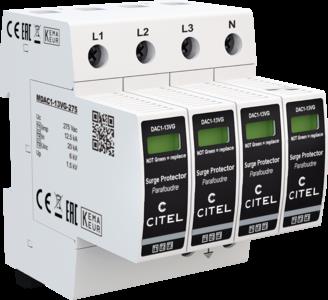 DAC1‑13VGS‑40‑275, Kombi‑Ableiter Typ1+ 2+3, 4‑polig, 4 TE, Hersteller Citel