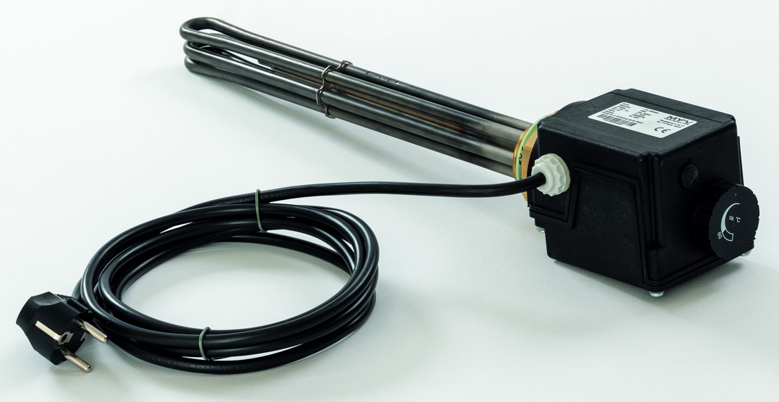 Einschraubheizkörper 3 kW, 6/4", 230V, mit 3m Netzkabel mit Schukostecker, mit Thermostat