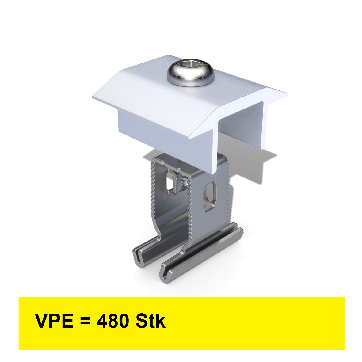 Alu-Mittelklemme+, RH 30-50 mm, Farbe: farblos, VPE=480Stk